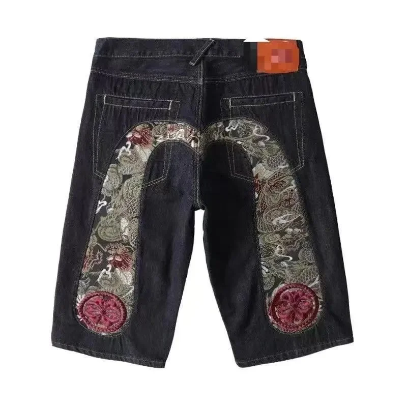 Maison Mihara Yasuhiro MMY Blakey Dragon Embroidered Jeans Shorts