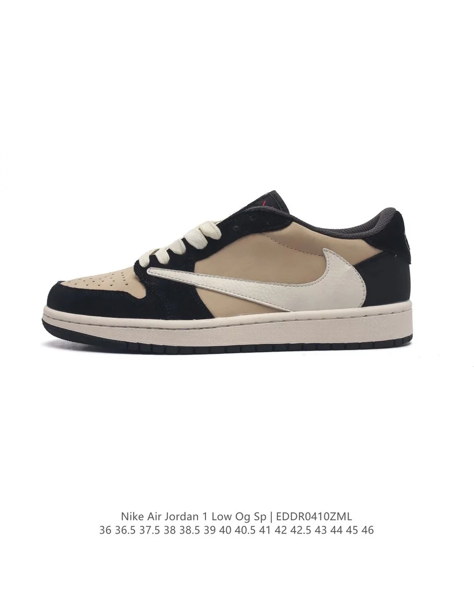 Nike Air Jordan 1 Low Black & Beige Sneakers