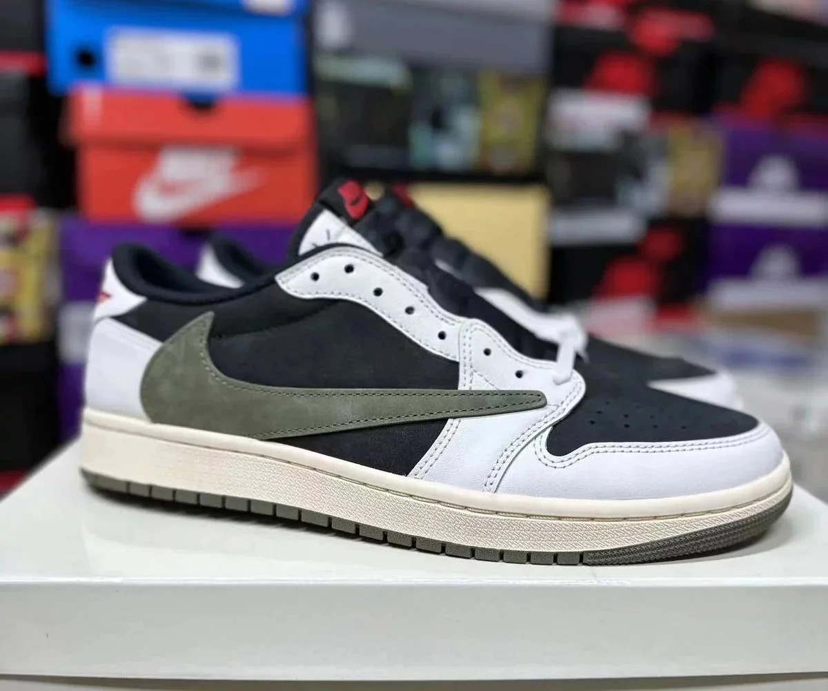 Nike Air Jordan 1 Low Black/Olive/White Sneakers
