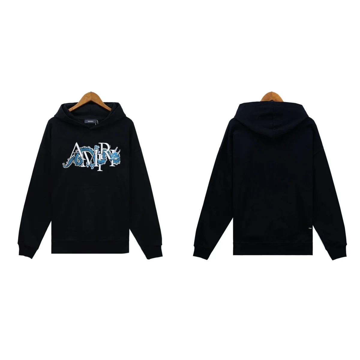 Amiri Dragon Embroidery Black Hoodie