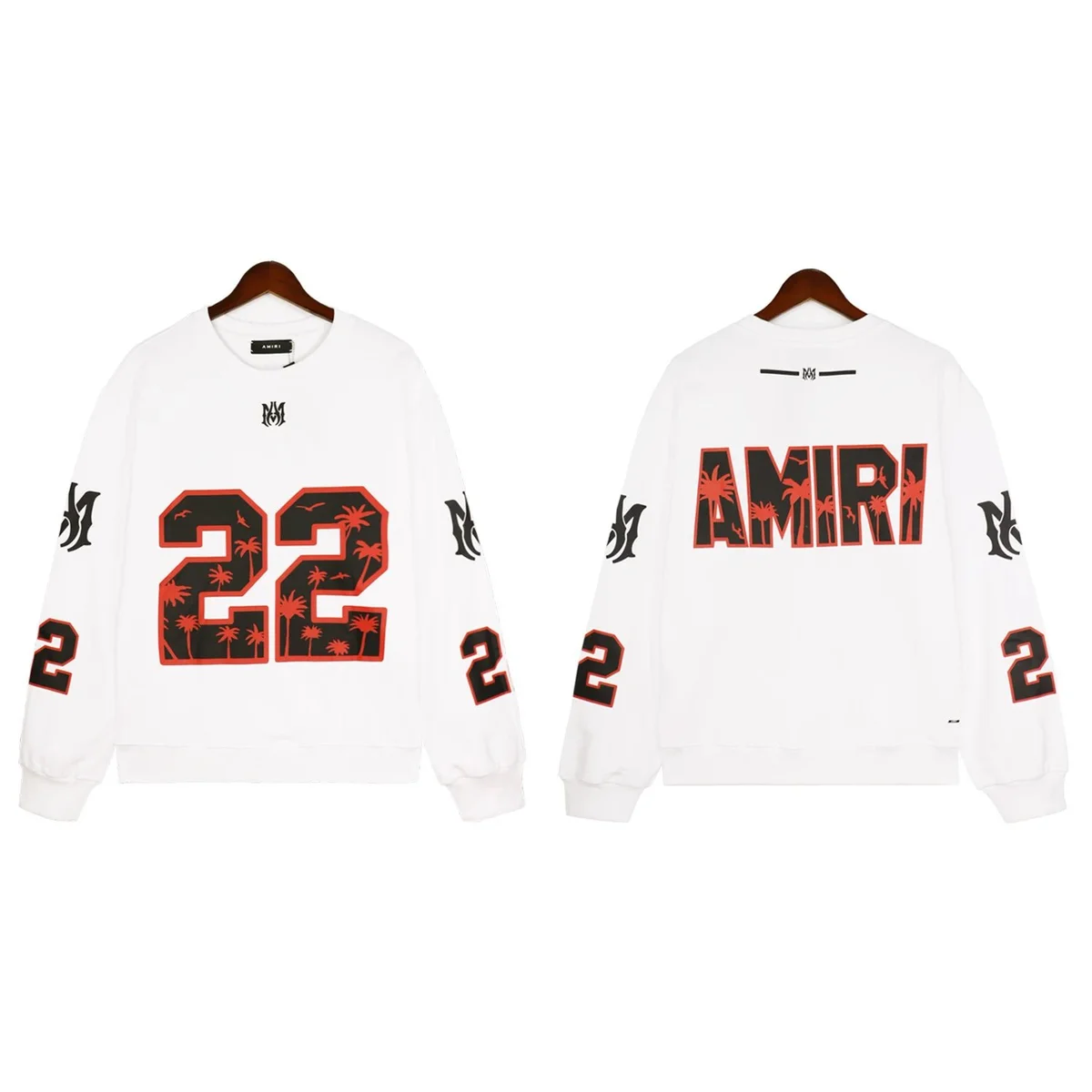 Amiri White '22' Palm Tree Sweatshirt