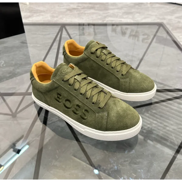 Hugo Boss Suede Low-Top Sneakers Olive Green