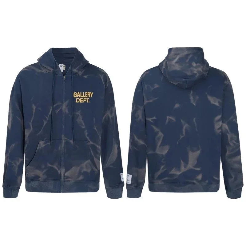 Gallery Dept. Tie-Dye Zip-Up Hoodie Navy Blue