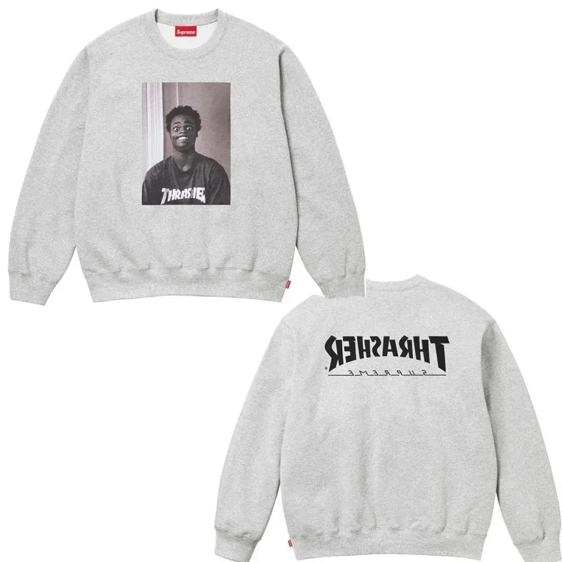 Supreme Thrasher Graphic Crewneck Sweatshirt Grey