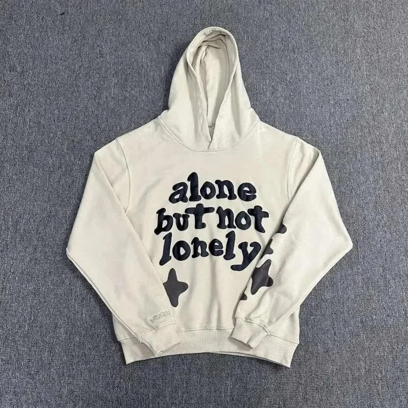 Unisex 'Alone But Not Lonely' Hoodie Cream