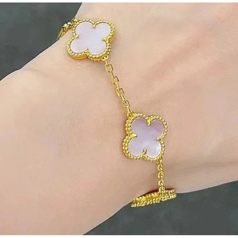 Van Cleef & Arpels Alhambra Gold Pink Mother-of-Pearl Bracelet