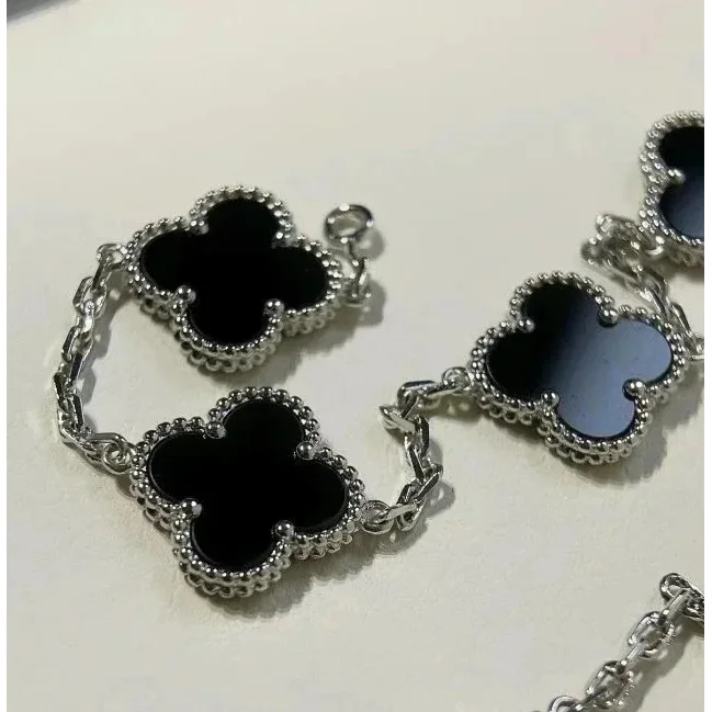 Van Cleef & Arpels Alhambra White Gold Black Onyx Bracelet