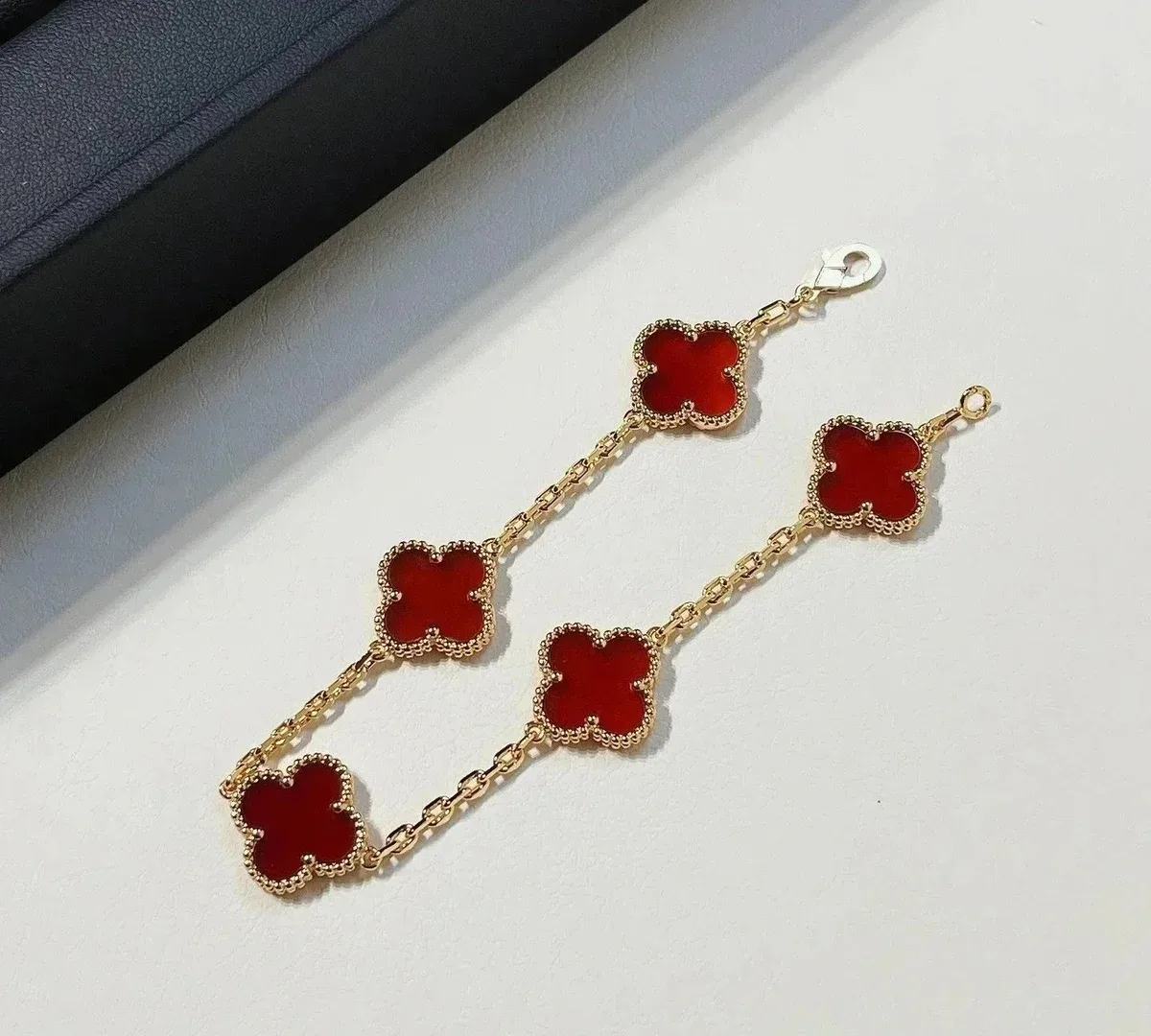 Van Cleef & Arpels Alhambra Rose Gold Carnelian Bracelet