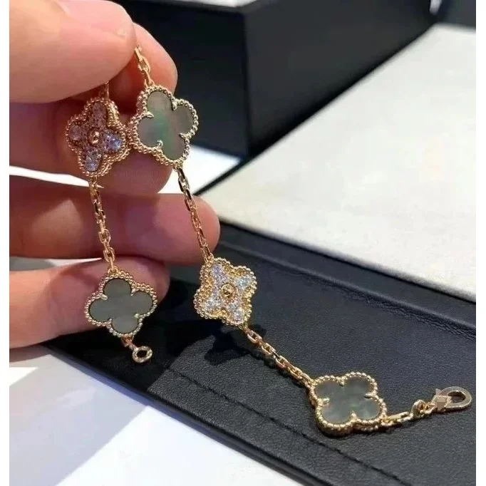 Van Cleef & Arpels Alhambra Rose Gold Grey Beige Bracelet