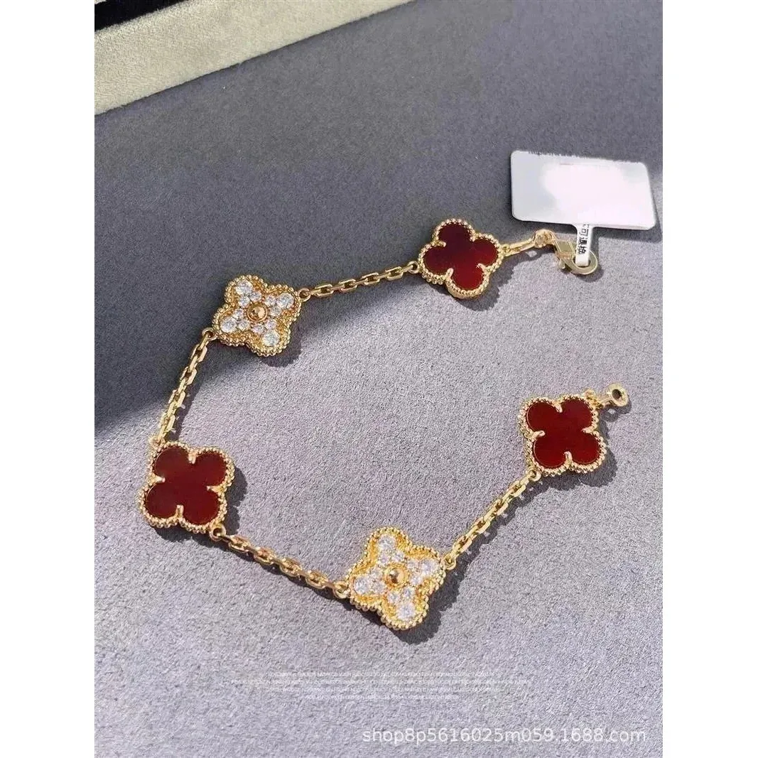 Van Cleef & Arpels Alhambra Rose Gold Red Carnelian Bracelet