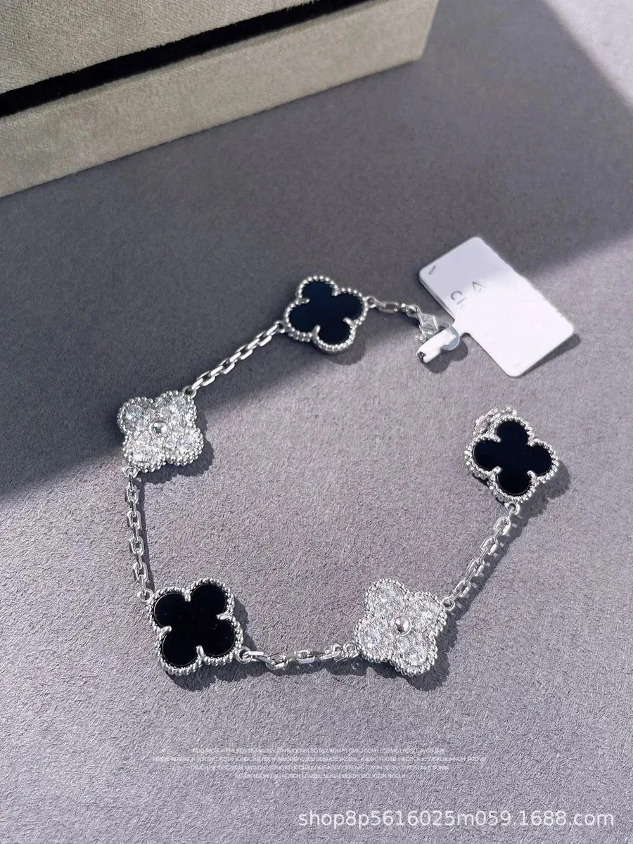 Van Cleef & Arpels Alhambra White Gold Black Onyx Bracelet