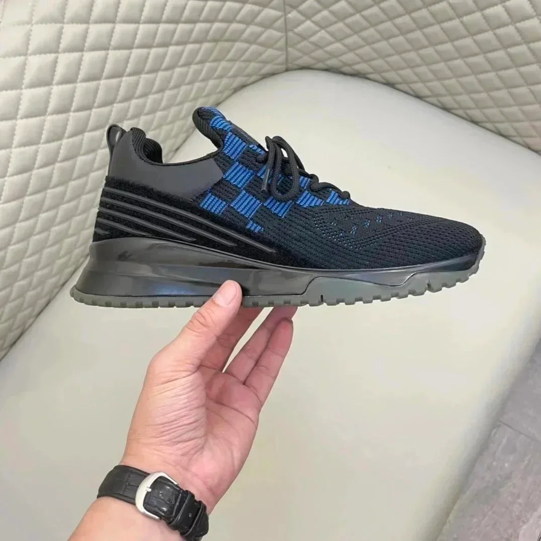 Unisex Black and Blue Knit Sneakers