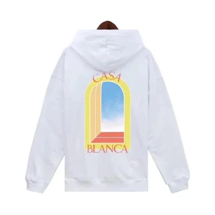 White Casa Blanca Hoodie with Arch Print