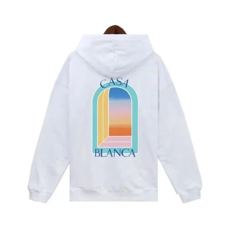 Casa Blanca White Hoodie with Colorful Window Print