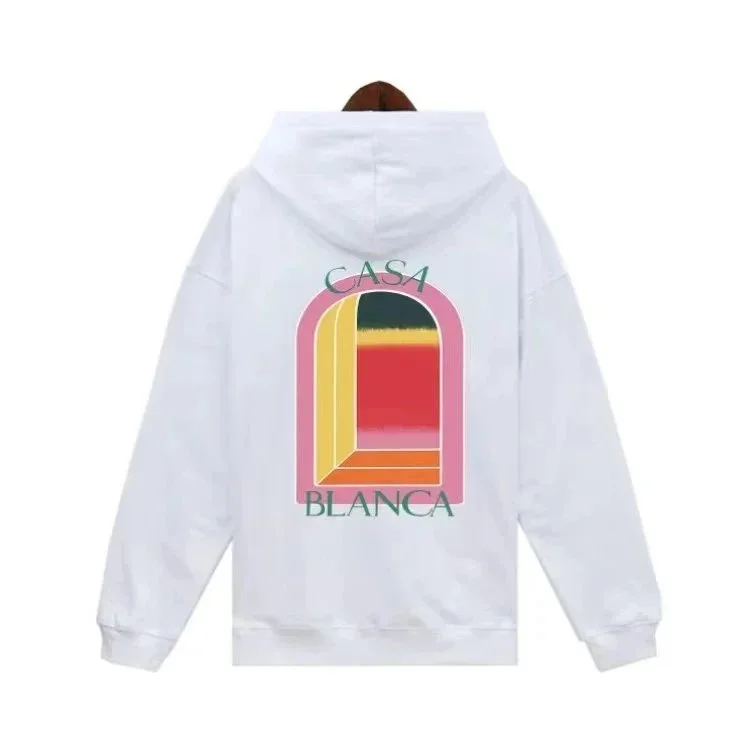 Casa Blanca White Hoodie with Colorful Arch Print