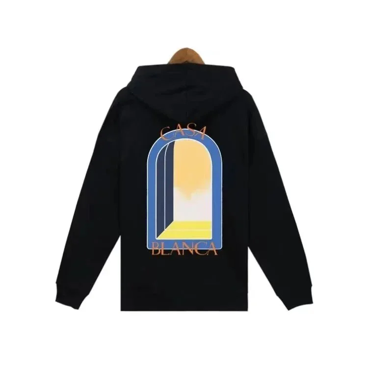 Black Casa Blanca Hoodie with Arch Print