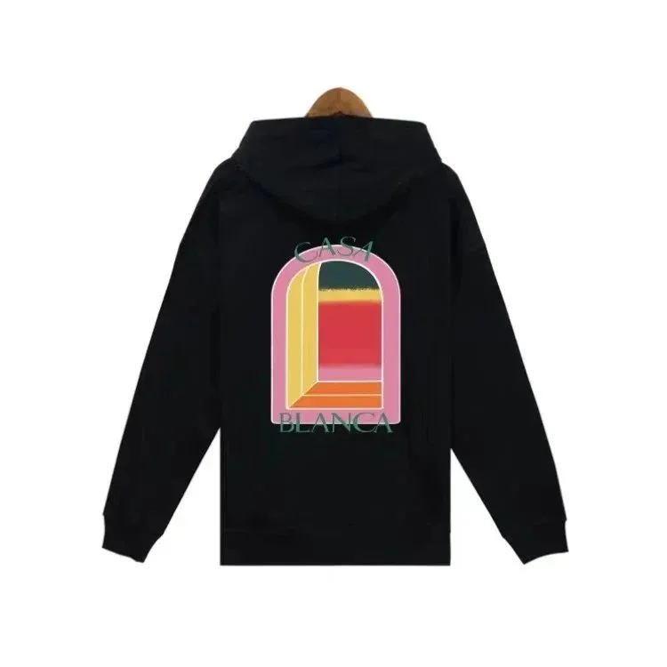 Black Casa Blanca Hoodie with Colorful Arch Print