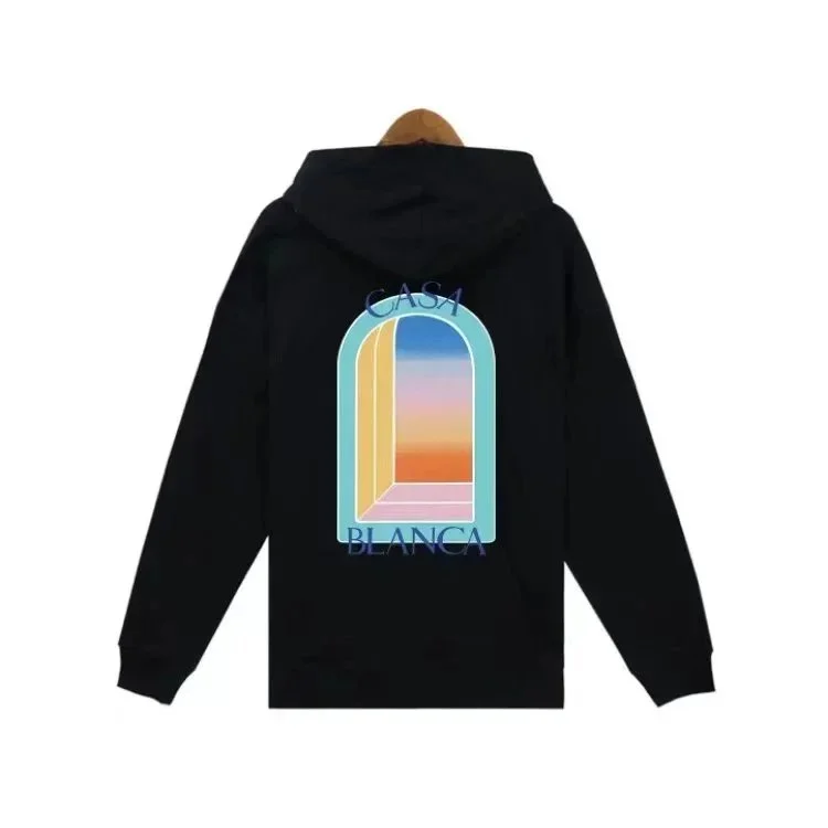 Black Casa Blanca Hoodie with Window Print