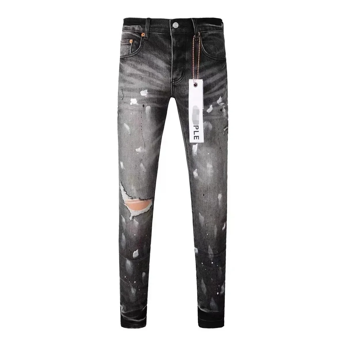 Ple Painted Distressed Jeans Black Denim