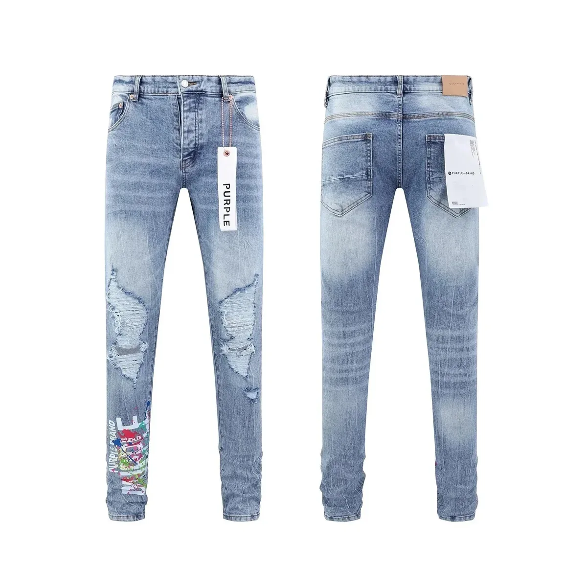 Purple Brand P001 Light Wash Distressed Jeans