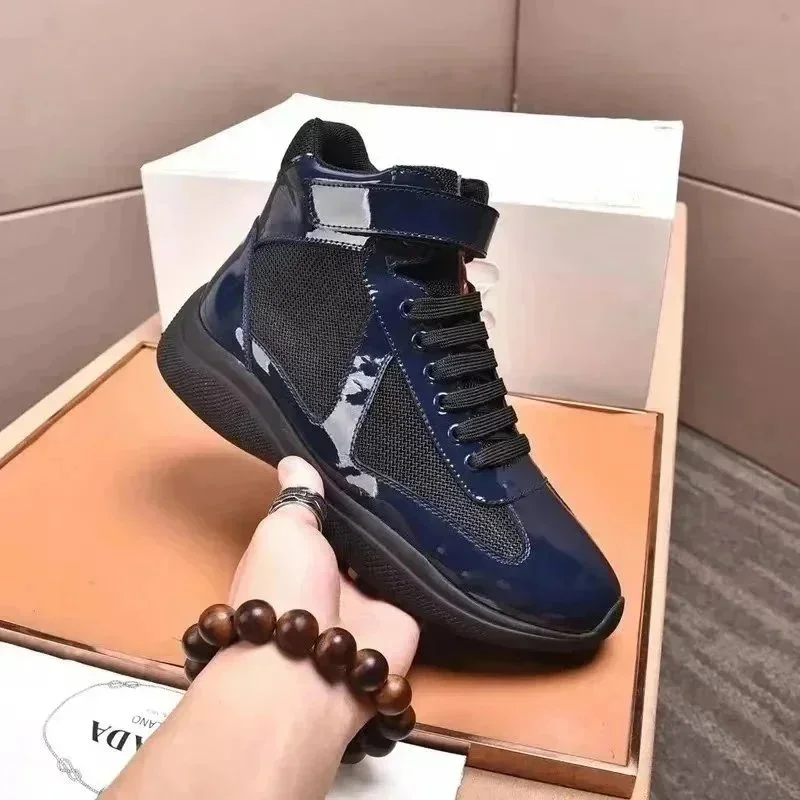 Prada Prada Runners Blue Patent Leather Sneakers Blue - 1