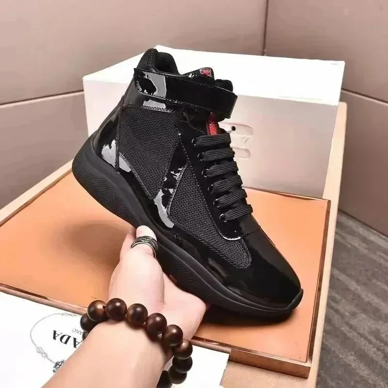 Prada Runners Black Patent Leather Sneakers