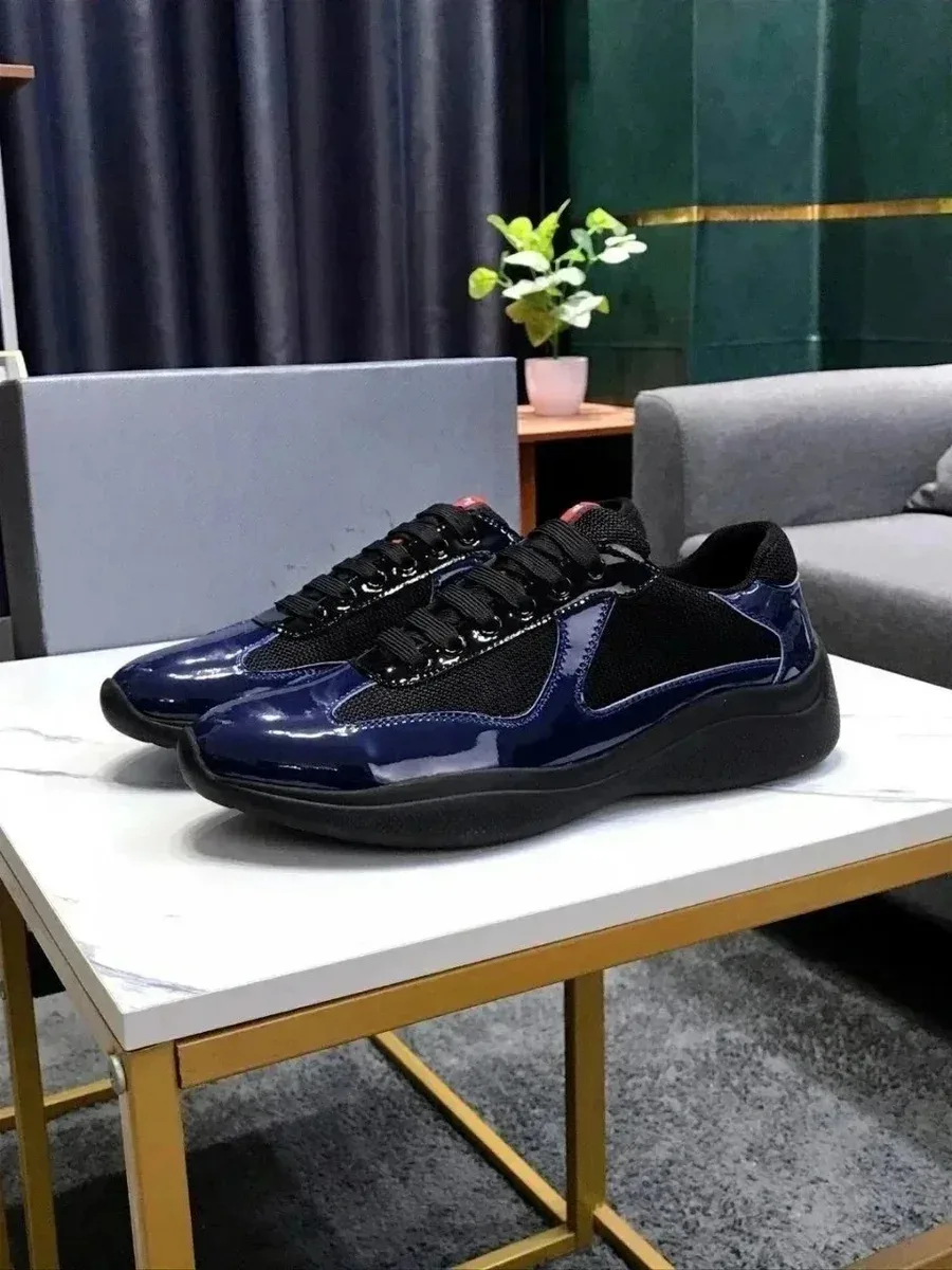 Prada Runners Blue Patent Leather Sneakers