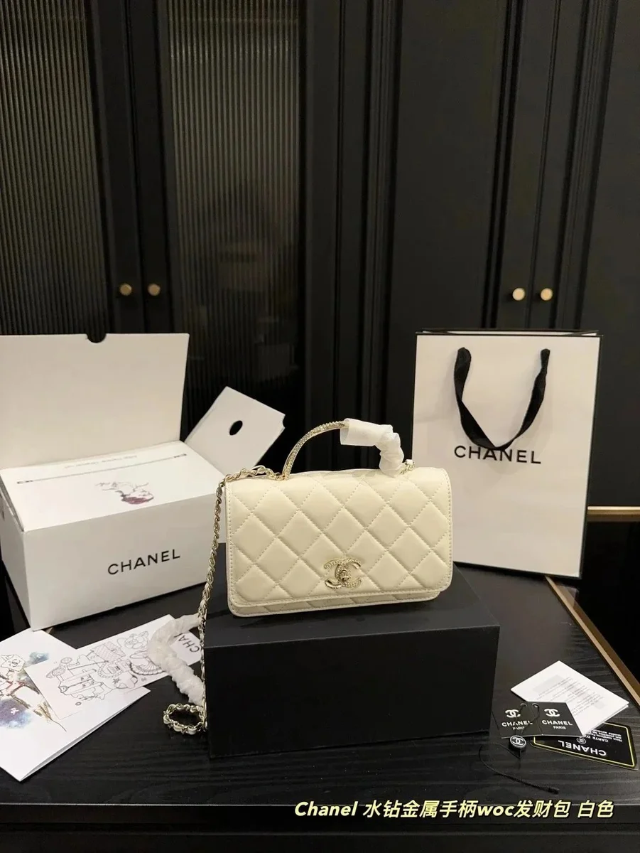 Chanel Classic Flap White Quilted WOC Wallet on Chain