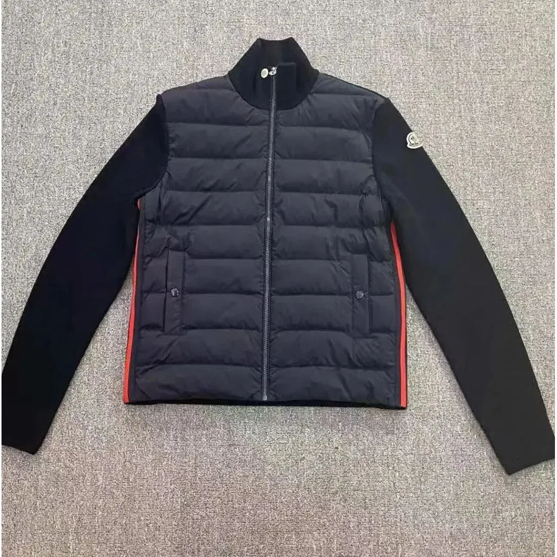 Moncler High Neck Puffer Jacket Black/Red