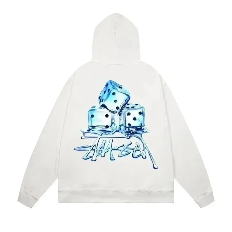 Unisex White Dice Print Hoodie