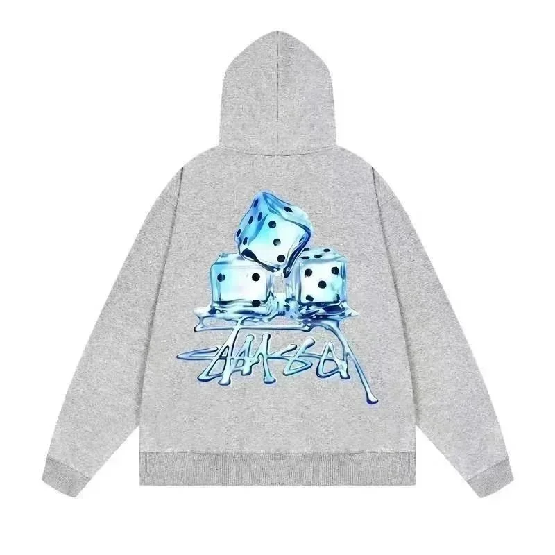 Unisex Grey AAAA Dice Print Hoodie