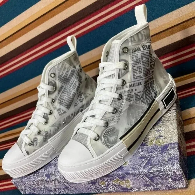 Dior Lady Dior B22 Newspaper Print High-Top Sneakers