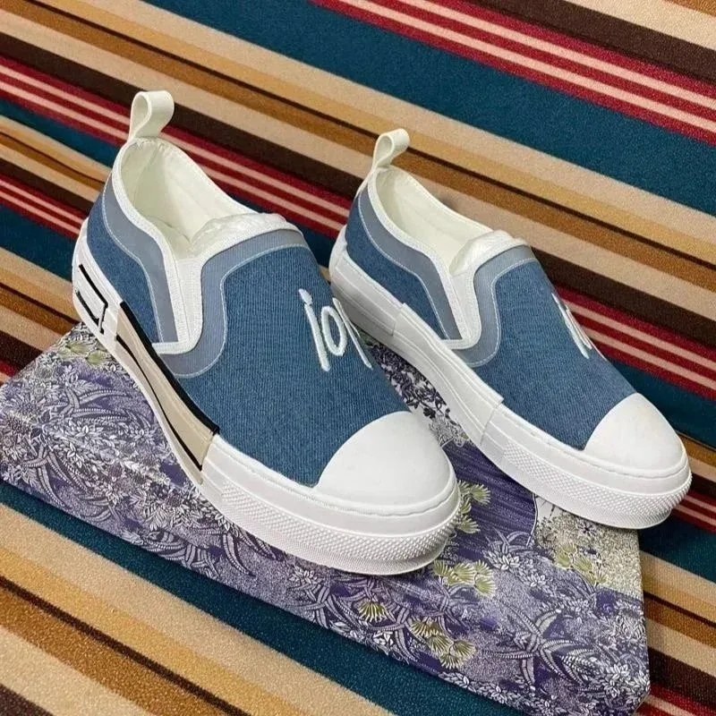 Dior Lady Dior Blue Canvas Slip-On Sneakers