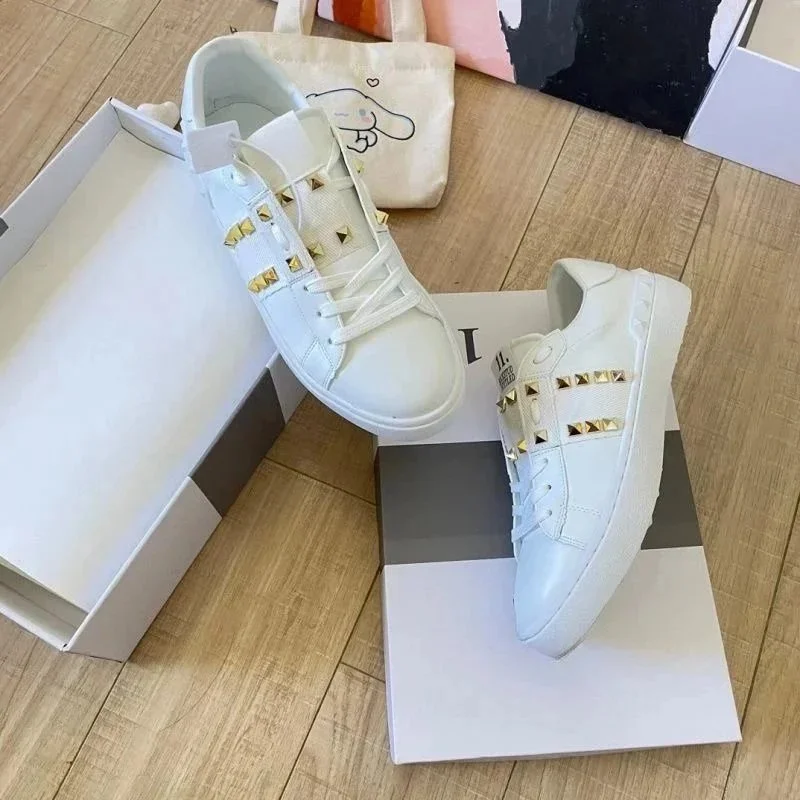 Valentino Rockstud White Leather Sneakers
