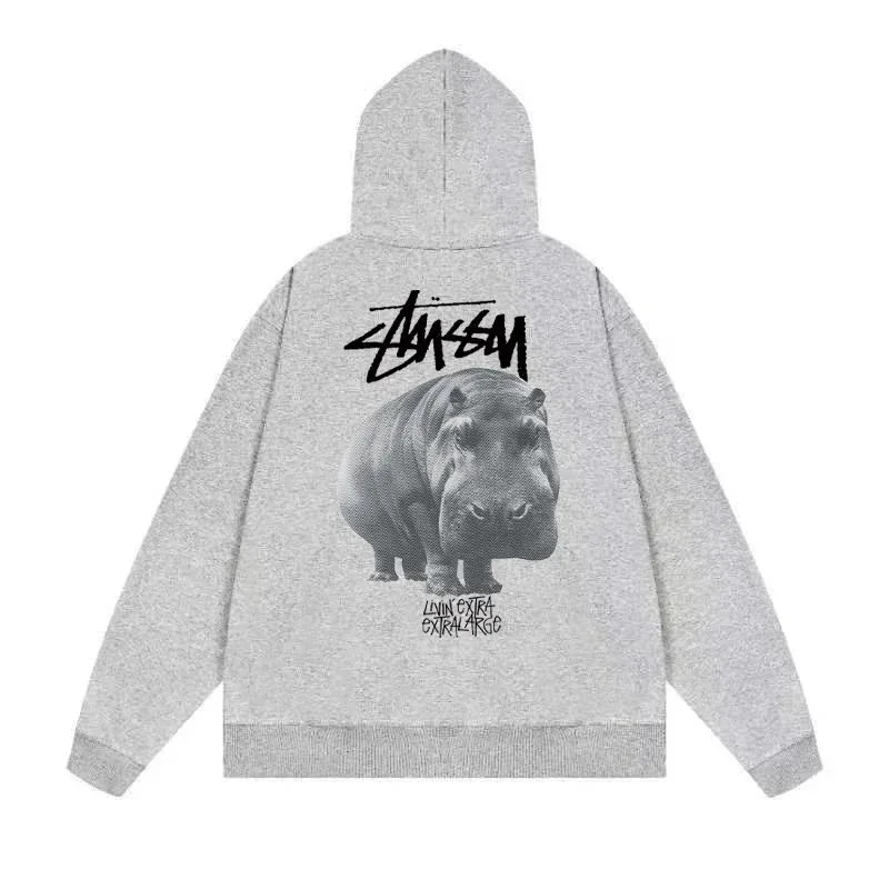 Stussy Hippo Graphic Hoodie in Grey