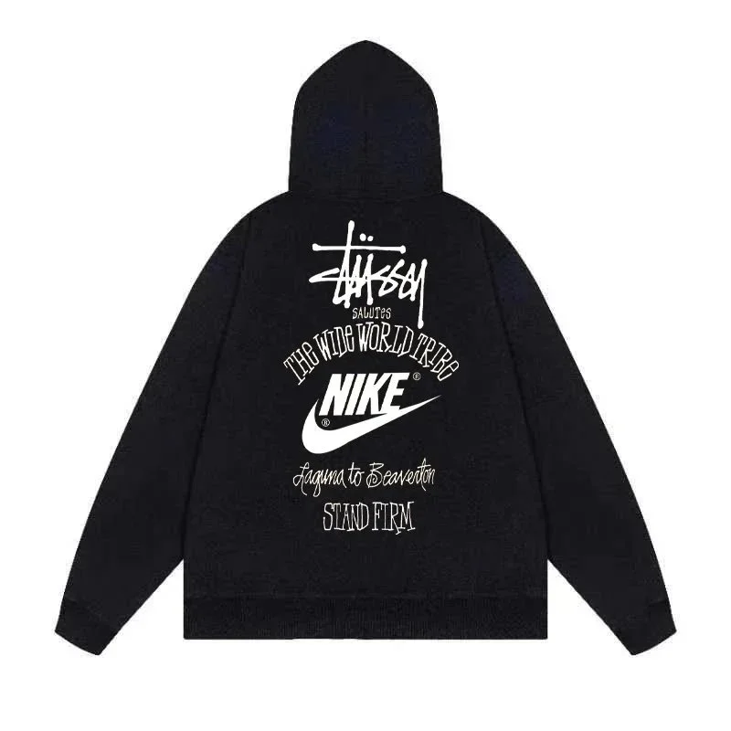 Stussy x Nike Black Hoodie with Graphic Print