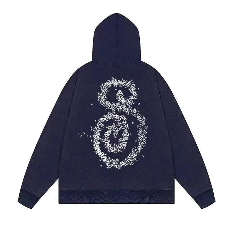 Unisex Navy '8' Graphic Hoodie