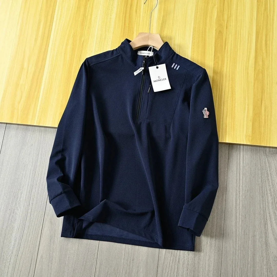 Moncler Navy Ribbed Half-Zip Sweater