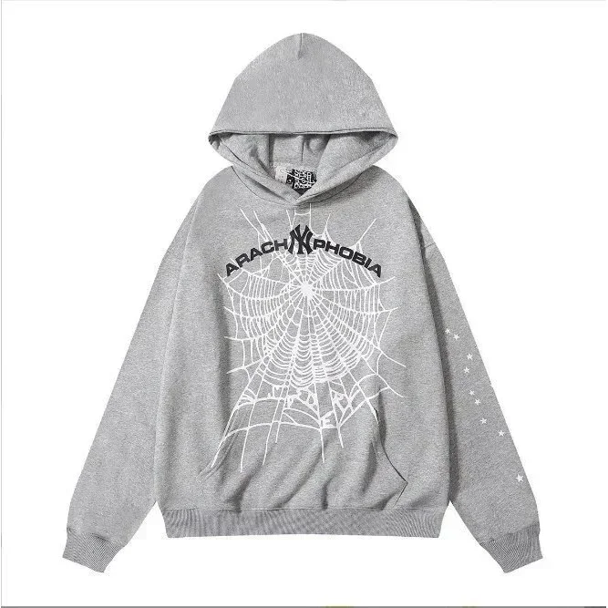 Unisex Grey 'Apachophobia' Spider Web Hoodie