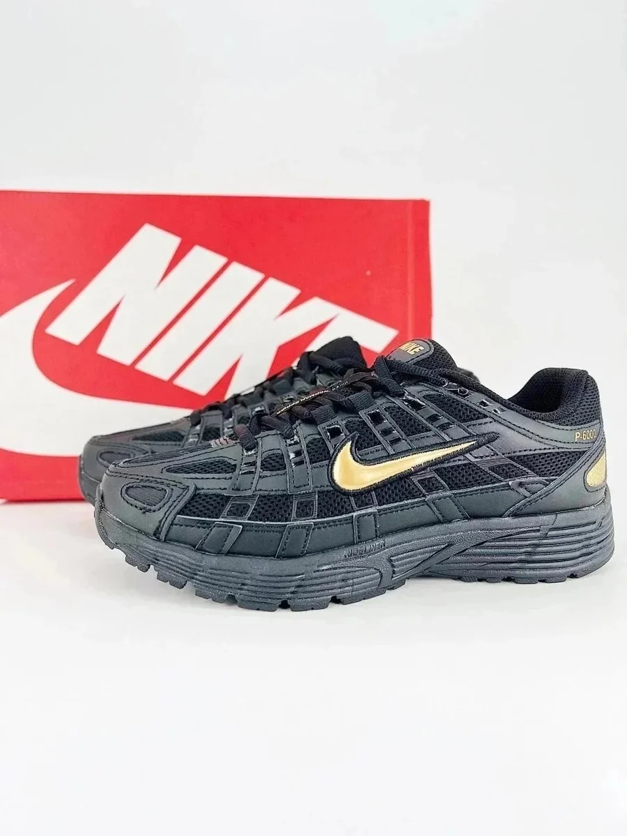 Nike P-6000 Triple Black Gold Sneakers