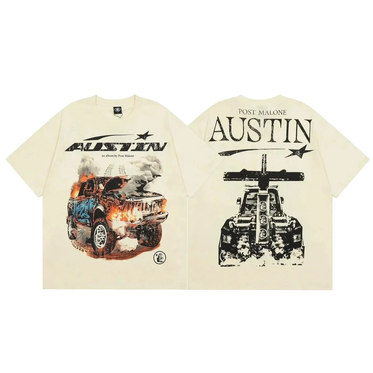 Post Malone Austin T-Shirt Cream Graphic Tee
