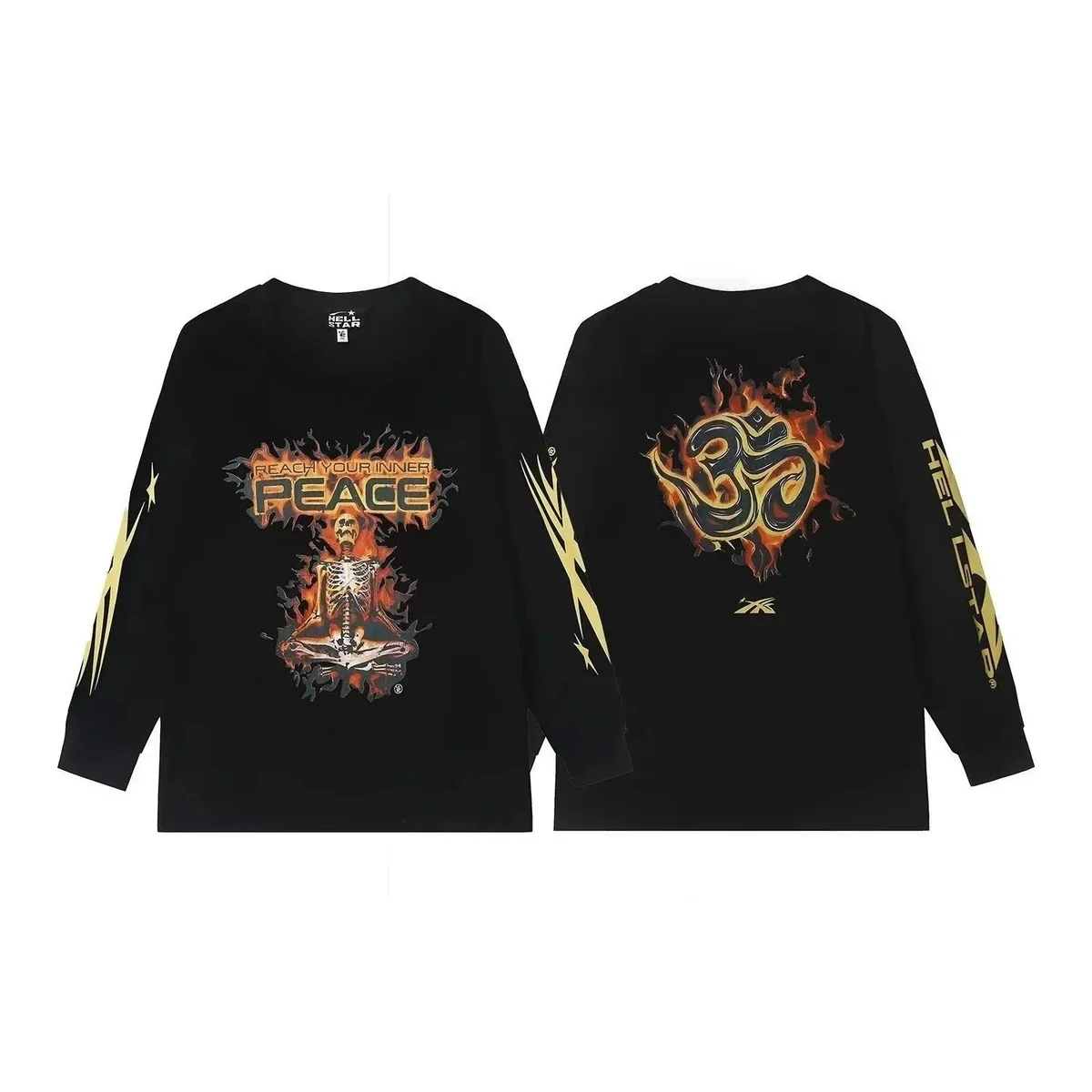 【纯棉卫衣】DY-T23黑色 Reach Your Inner Peace Long Sleeve T-Shirt