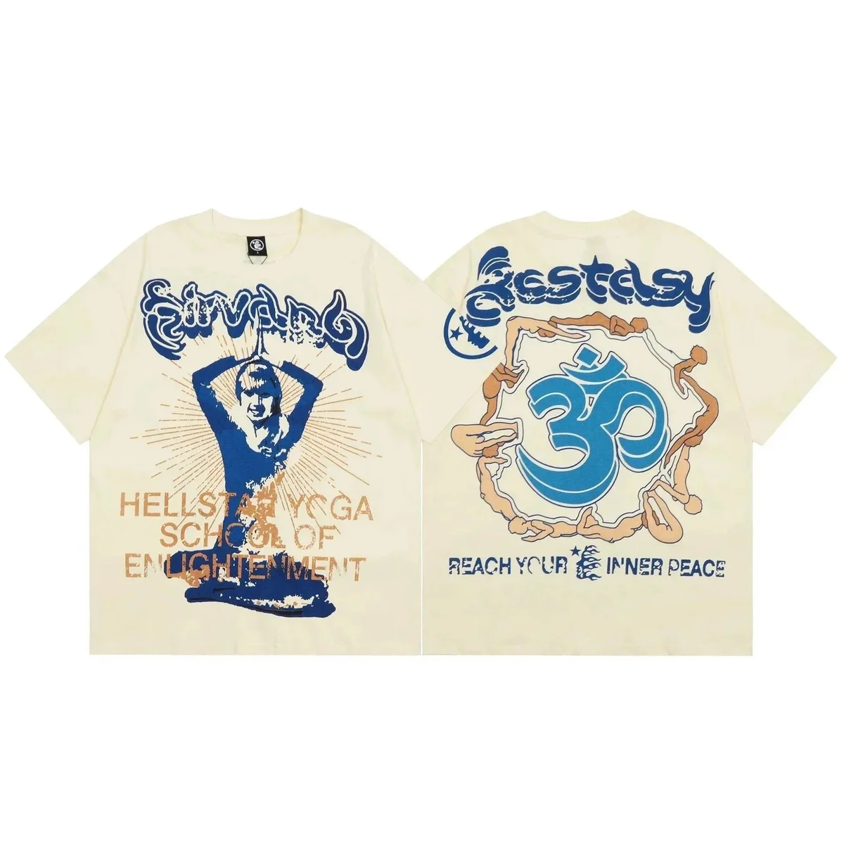 Unisex Cream 'Hellstar Yoga' Short Sleeve T-Shirt