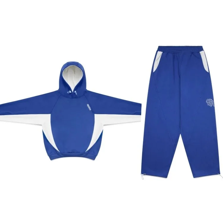 Blue & White Colorblock Tracksuit Set 25