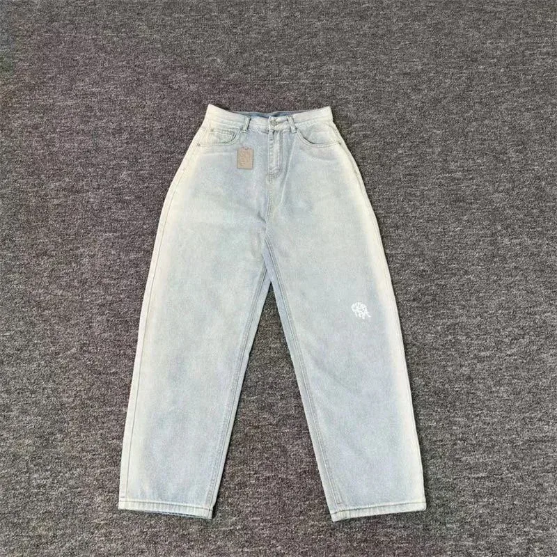 Light Blue Denim Jeans with Embroidered Logo