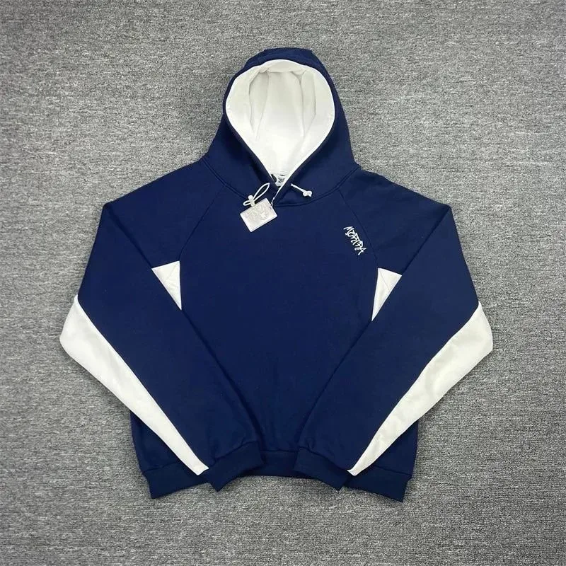 Unisex Navy & White Hoodie Sweatshirt