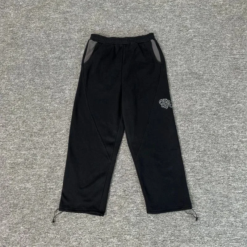 Black Solid Track Pants with Embroidered Logo