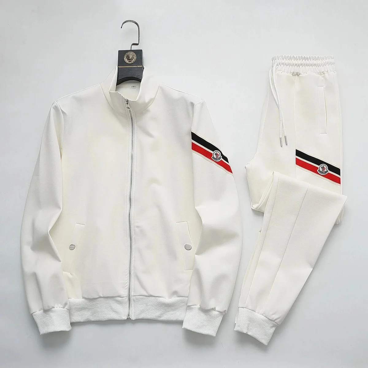 Moncler White Stripe Tracksuit Set