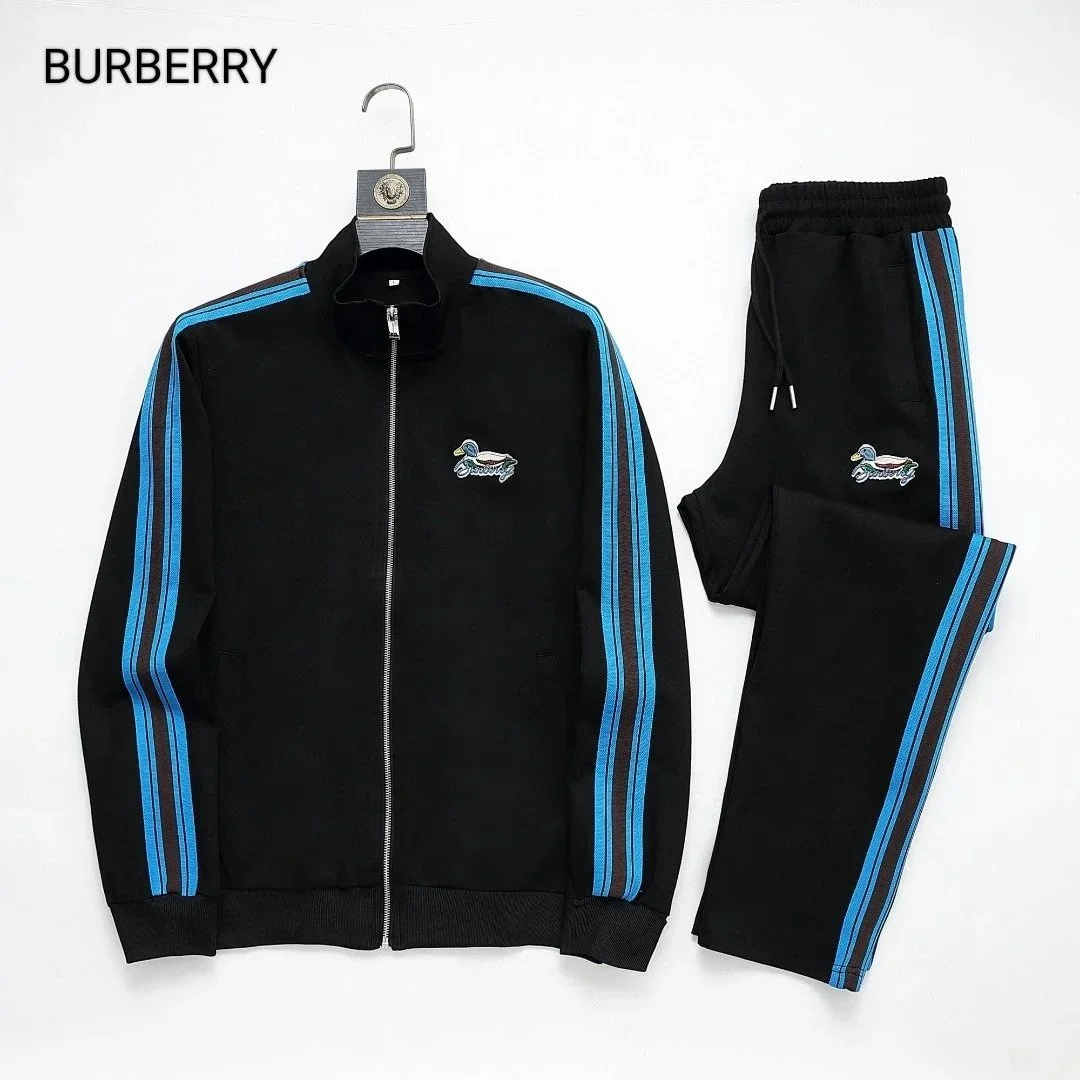 Burberry Black Duck Tracksuit with Blue Stripes