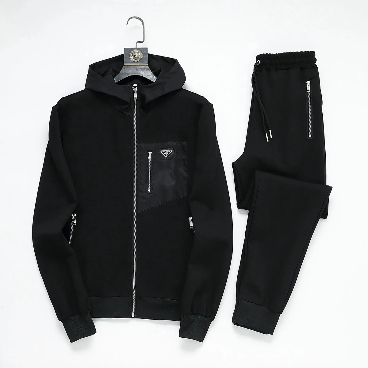Prada Re-Nylon Black Tracksuit Set